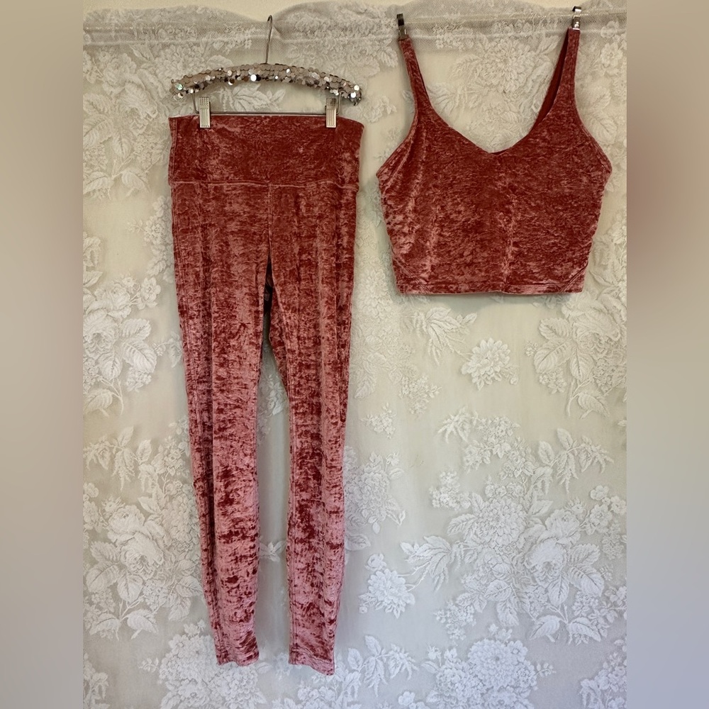 Lululemon Crushed Velvet Pink Two-Piece Set